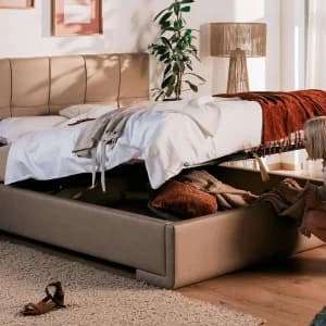Hespo krevet Zara Lux s elegantnim uzglavljem u modernoj spavaćoj sobi
