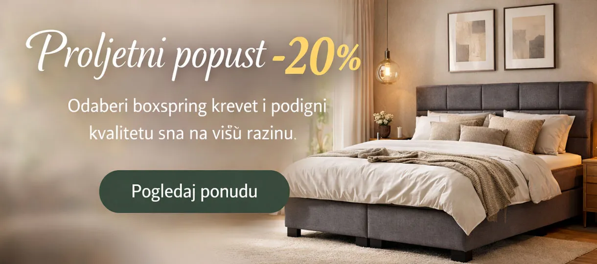Boxspring krevet u modernoj spavaćoj sobi uz proljetni popust do 20 posto